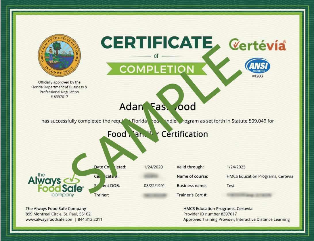 Food Handler Certification - DBPR Approved